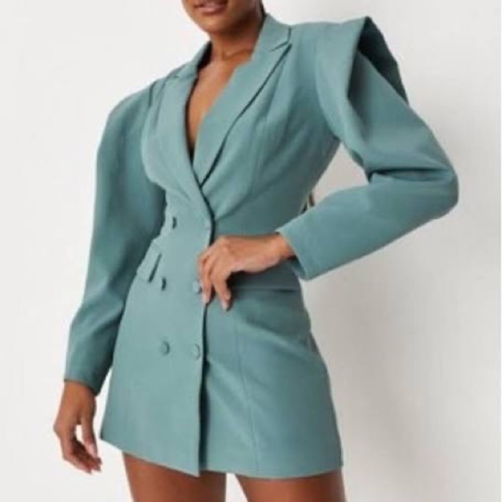 Missguided Detail Shoulder Double Breasted Blazer Dress NWT